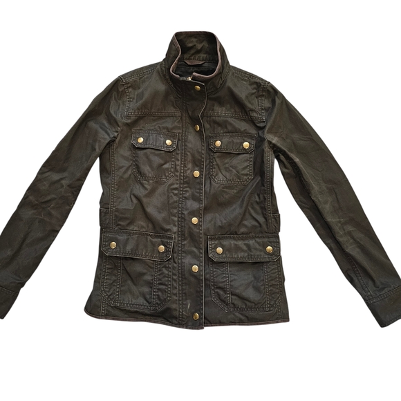 J. Crew Dee Olive Resin-coated twill jacket - Picture 2 of 8